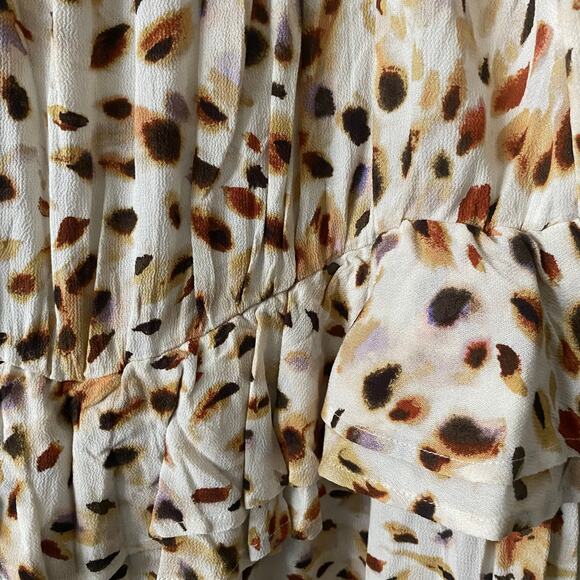 Sofia Dress Maxi Midi Sweetheart Ruffle Boho Cottagecore Animal Print SZ Large - Picture 9 of 13